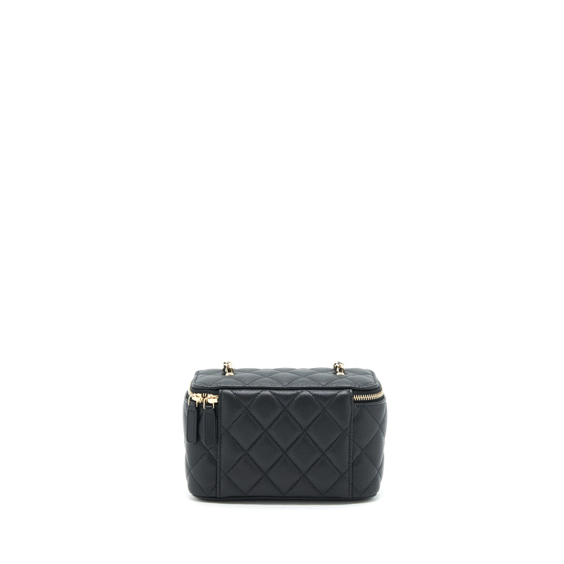 Chanel 22P Long Vanity With Logo Chain Caviar Black LGHW