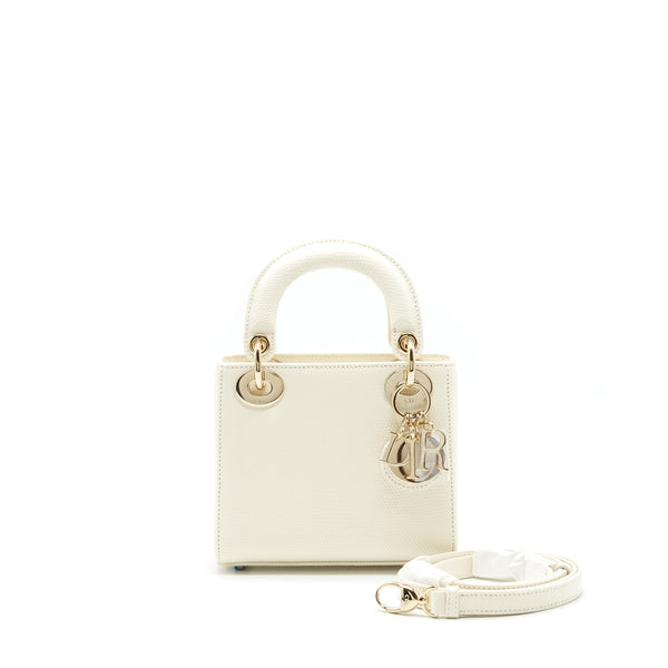 Dior Lizard Mini Lady Dior White  LGHW