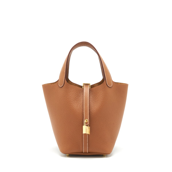 Hermes Picotin 18 Clemence Gold GHW Stamp U