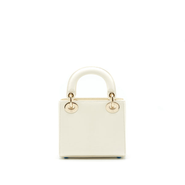 Dior Lizard Mini Lady Dior White  LGHW