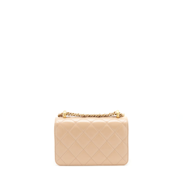 Chanel 21A Small Gold Crush Flap Bag Calfskin Beige GHW (Microchip)