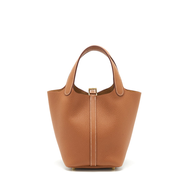 Hermes Picotin 18 Clemence Gold GHW Stamp U