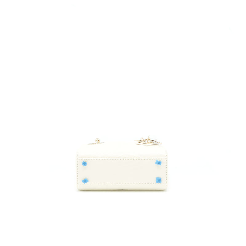 Dior Lizard Mini Lady Dior White  LGHW