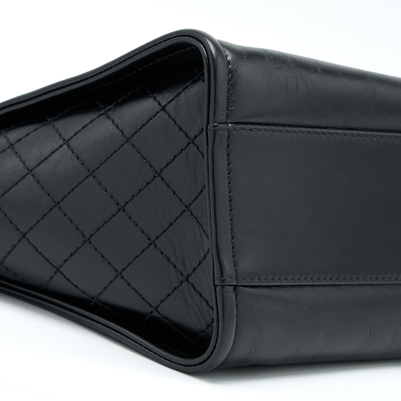 Chanel Deauville Tote Bag Calfskin Black With Detail Logo GHW