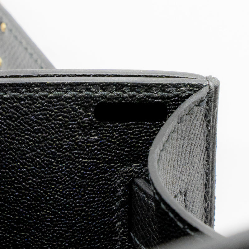 Hermes Pochette Kelly Depeches 25 Epsom Black GHW Stamp Y