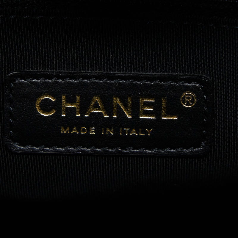 Chanel Deauville Tote Bag Calfskin Black With Detail Logo GHW