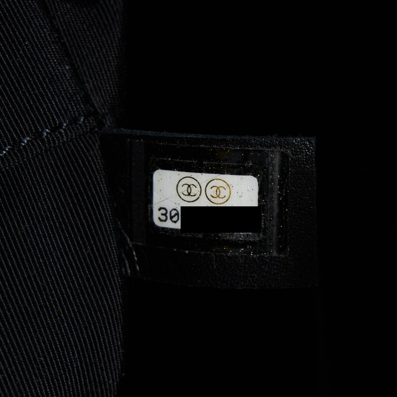 Chanel Deauville Tote Bag Calfskin Black With Detail Logo GHW