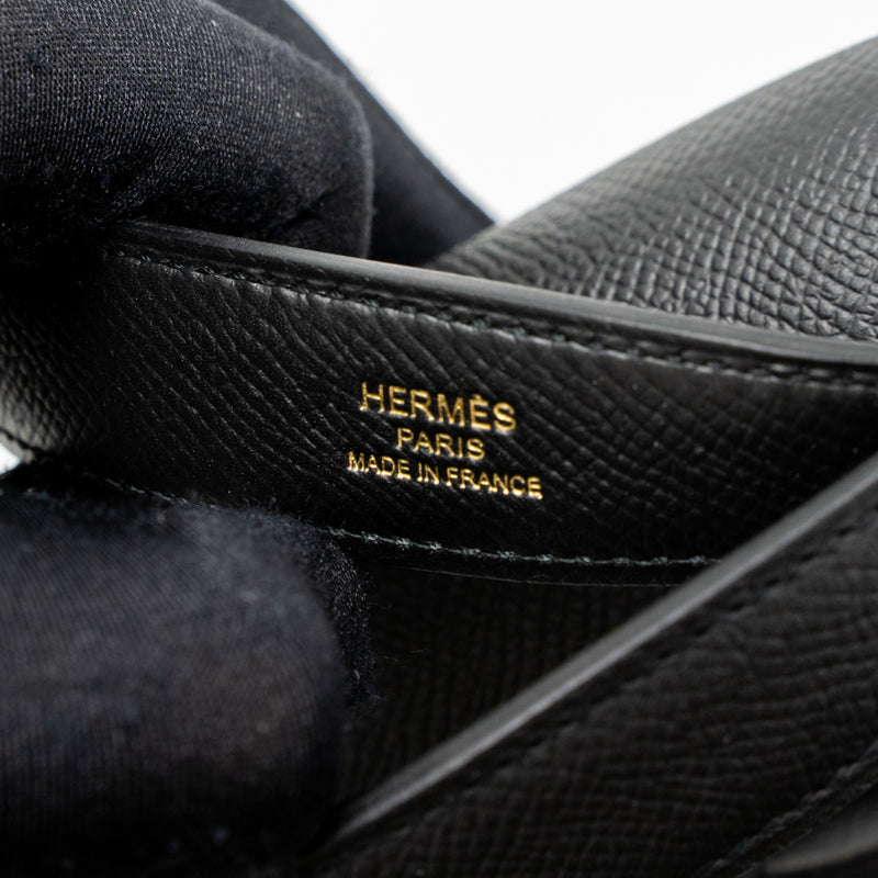Hermes Pochette Kelly Depeches 25 Epsom Black GHW Stamp Y