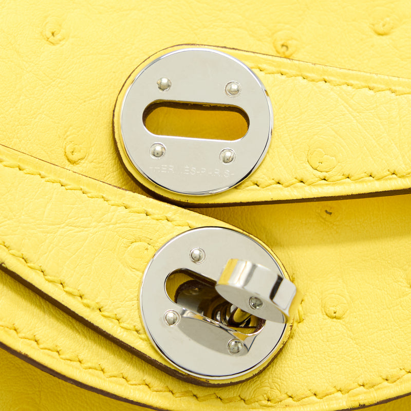 Hermes Mini Lindy Ostrich Jaune Citron SHW Stamp Y