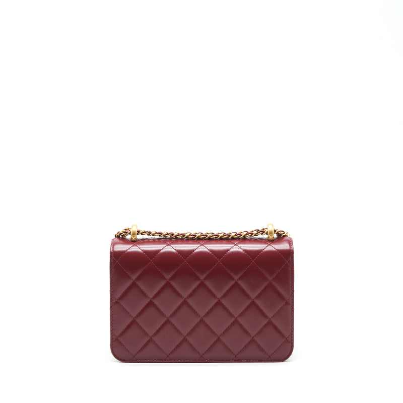 Chanel 21A Medium Gold Crush Flap Bag Calfskin NC635 Burgundy GHW (Mic