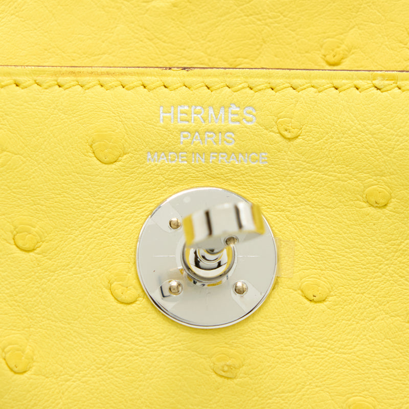 Hermes Mini Lindy Ostrich Jaune Citron SHW Stamp Y