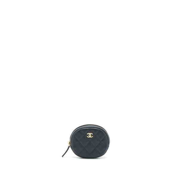 Chanel CC Logo Round Coin Purse Caviar Navy LGHW