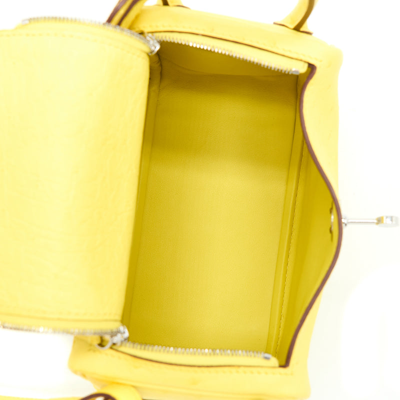 Hermes Mini Lindy Ostrich Jaune Citron SHW Stamp Y