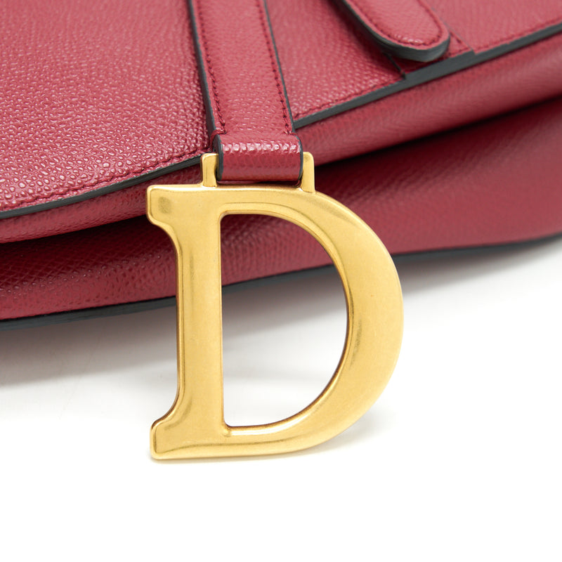 Dior Medium Saddle Bag Grained Calfskin Red GHW