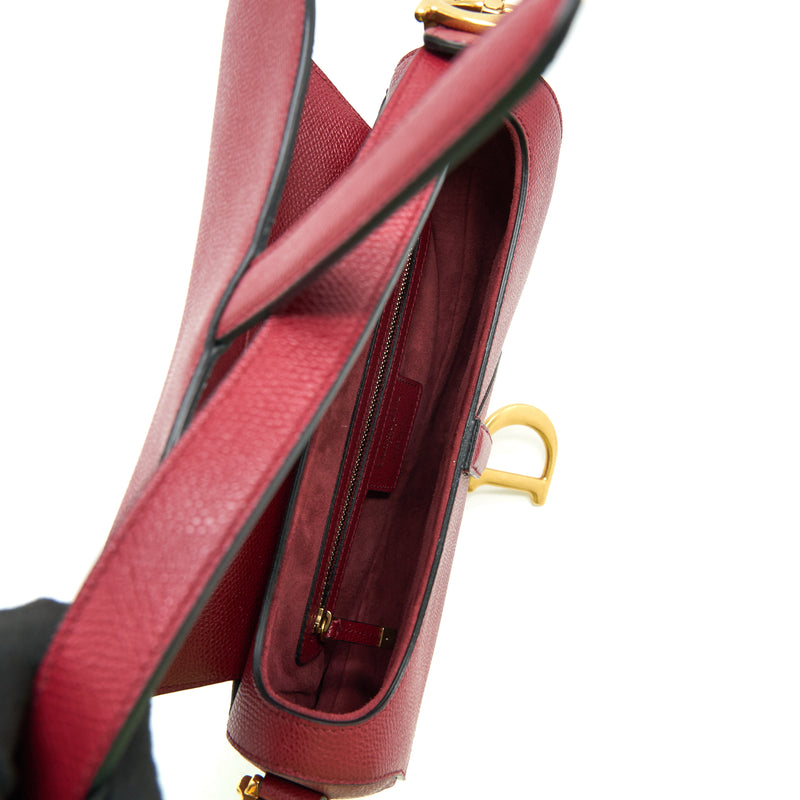 Dior Medium Saddle Bag Grained Calfskin Red GHW