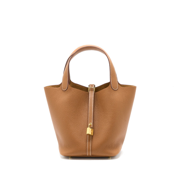 Hermes Picotin 22 Lock Bag Clemence Gold GHW Stamp U