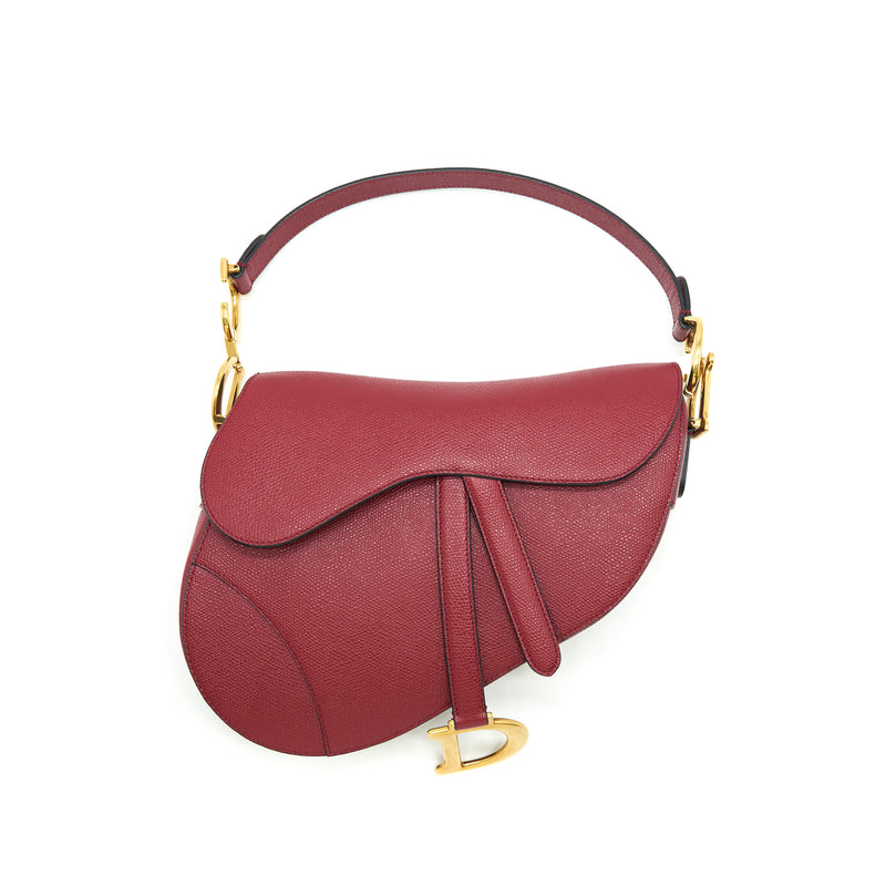 Dior Medium Saddle Bag Grained Calfskin Red GHW