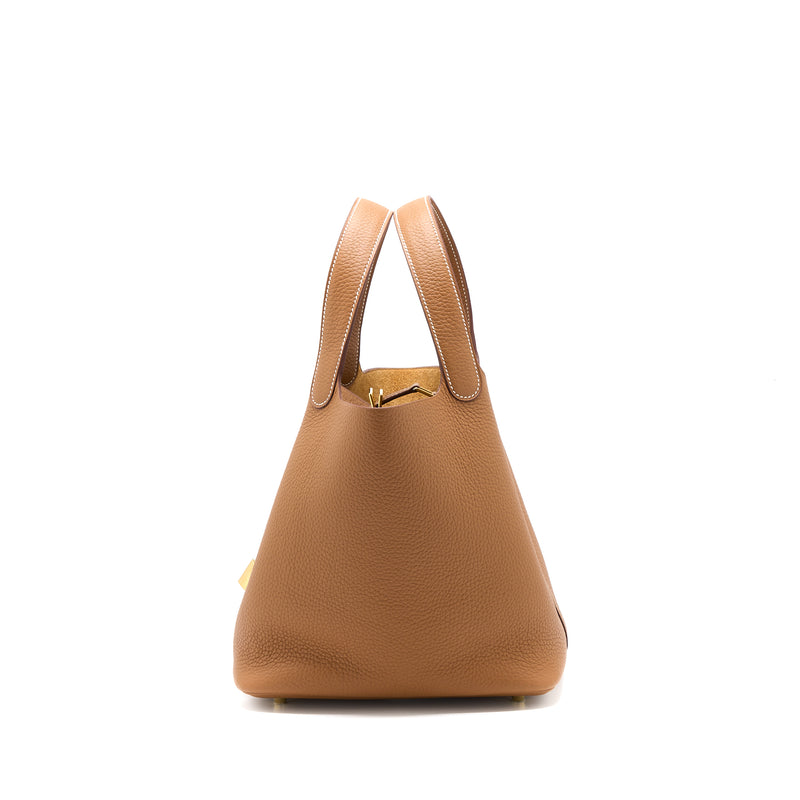 Hermes Picotin 22 Lock Bag Clemence Gold GHW Stamp U