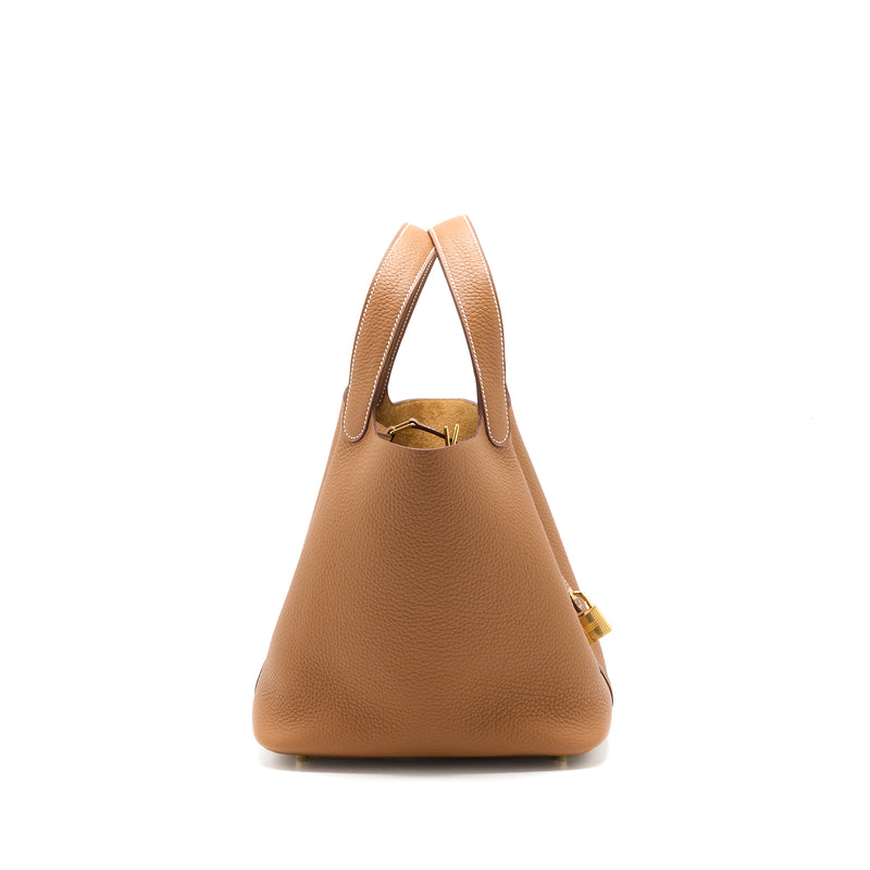 Hermes Picotin 22 Lock Bag Clemence Gold GHW Stamp U