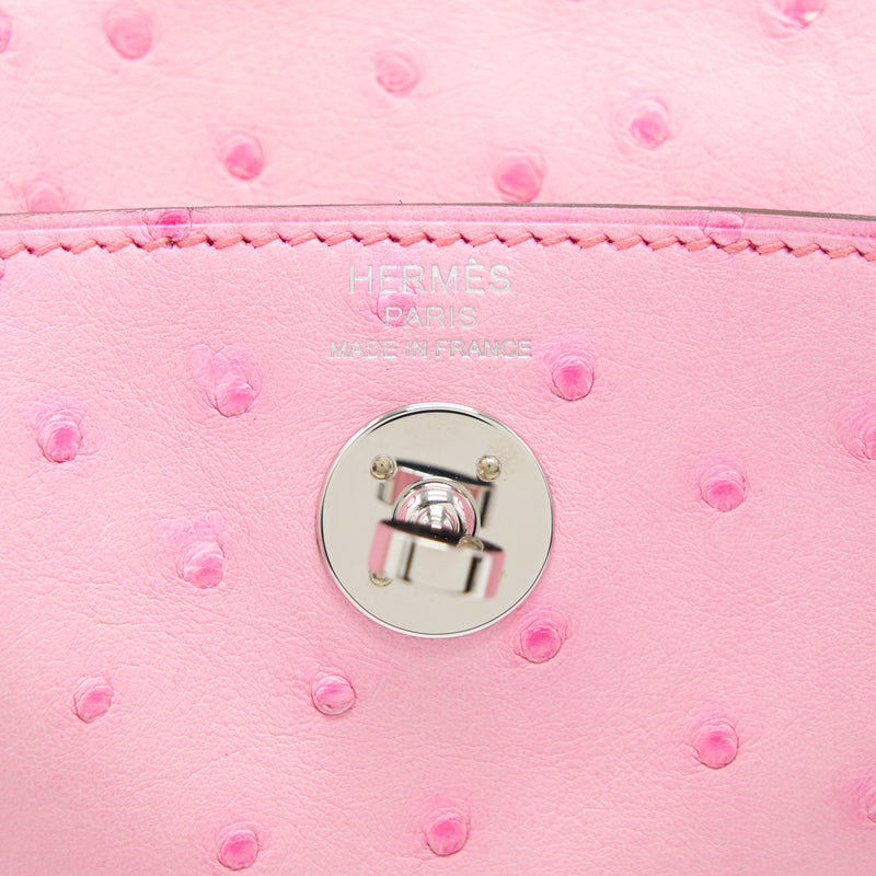 Hermes Mini Lindy Ostrich L4 Rose Bubblegum SHW Stamp Z