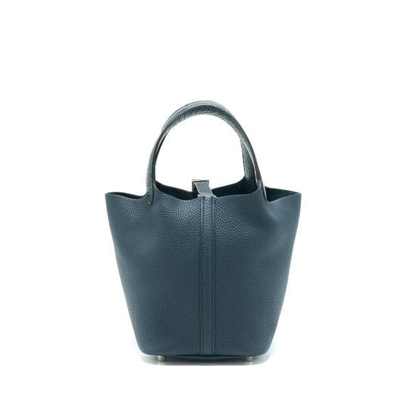 Hermes Picotin 18 Touch Bag With Alligator Handle Vert Cypres SHW Stamp Z