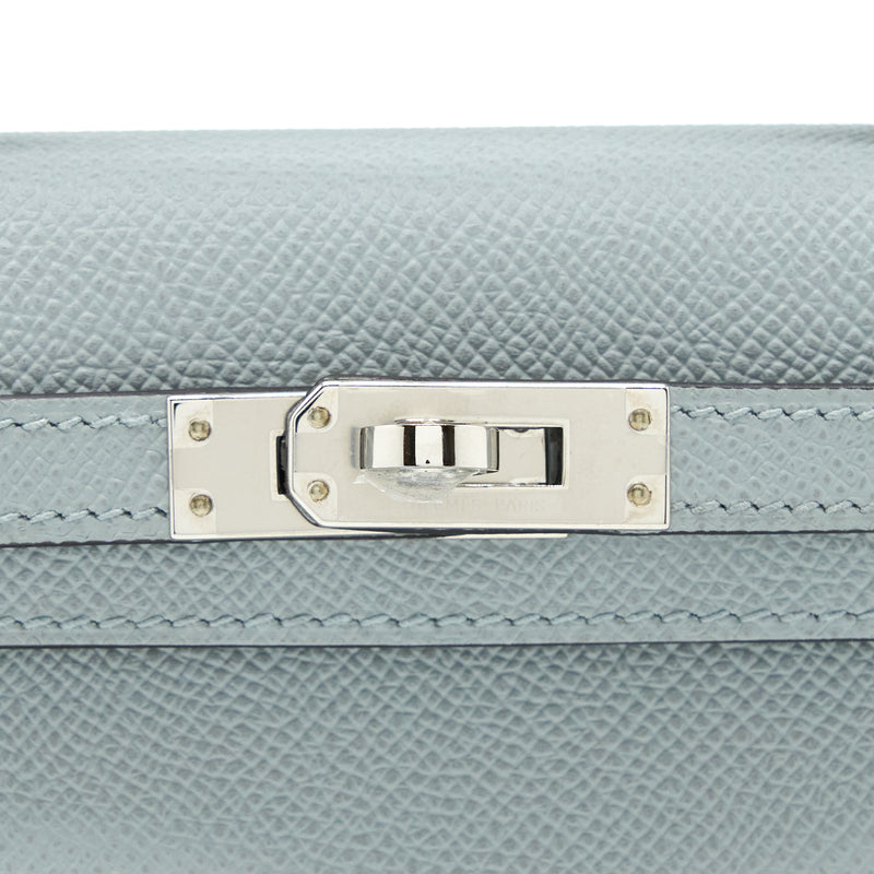 Hermes Mini Kelly II 20cm Epsom 8U Blue Glacier SHW Stamp Y