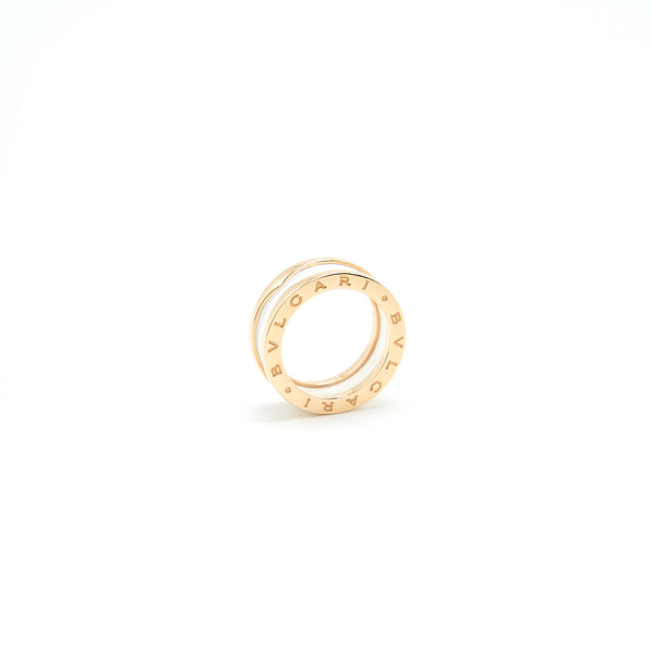 Bvlgari Size 55 B Zero Ring Two Bands Rose Gold And White Ceramic