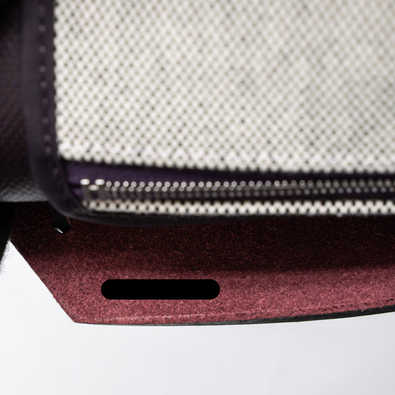 Hermes Herbag 31 Zip Bag Toile H Berline Canvas/Vache Hunter Cassis/Black/Rouge Sellier SHW Stamp Z