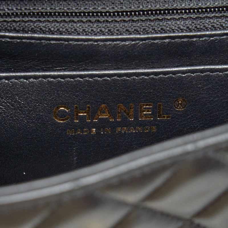 Chanel Mini Rectangular Flap Bag With Bag Charms Giant Chains Lambskin Black GHW