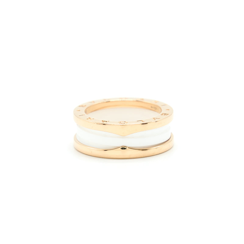 Bvlgari Size 55 B Zero Ring Two Bands Rose Gold And White Ceramic