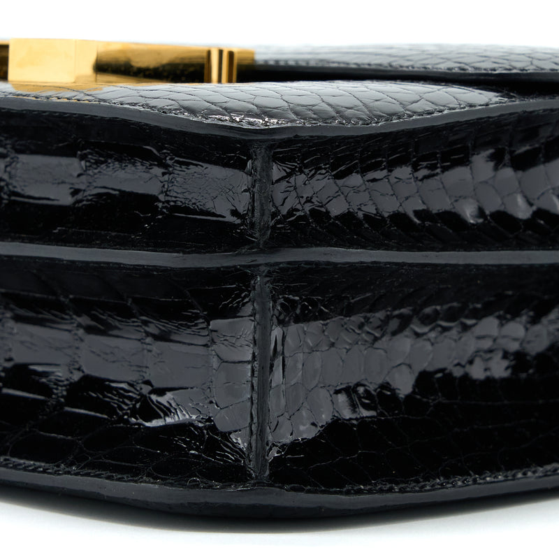 Hermes Constance 24 Shiny Alligator Leather Black GHW Stamp X