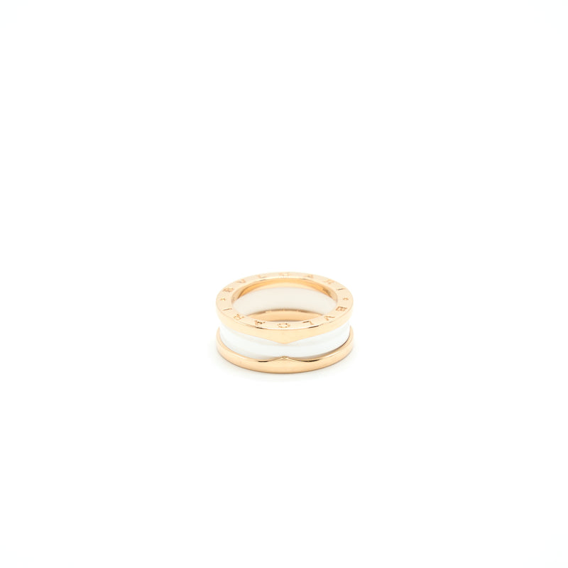 Bvlgari Size 55 B Zero Ring Two Bands Rose Gold And White Ceramic