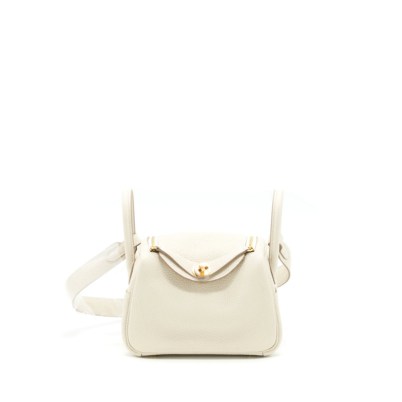 Hermes Mini Lindy Clemence Craie GHW Stamp Z