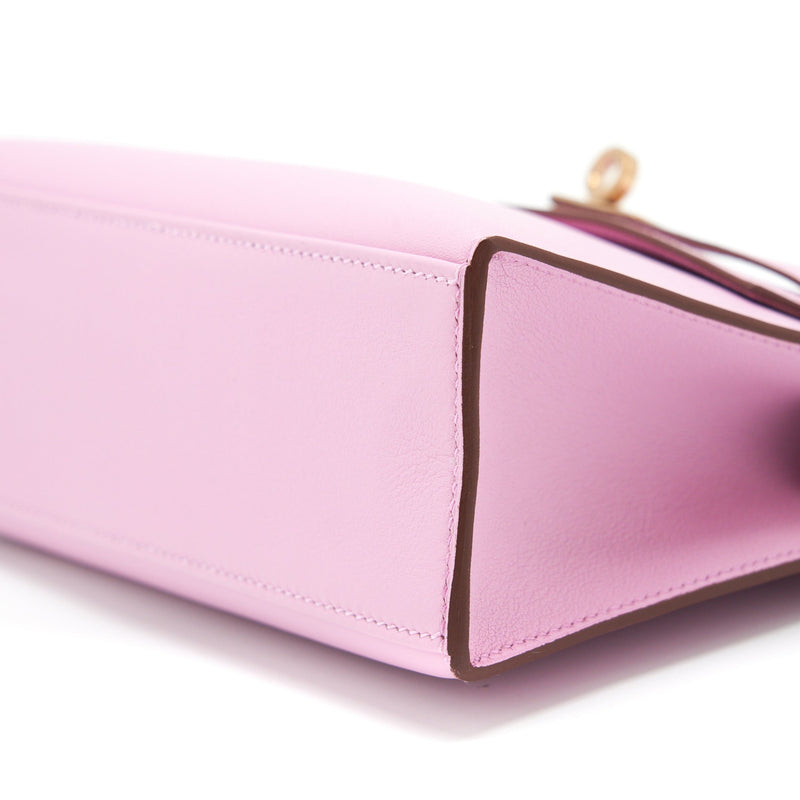 Hermes Kelly Pochette Swift X9 Mauve Sylvestre RGHW Stamp Z