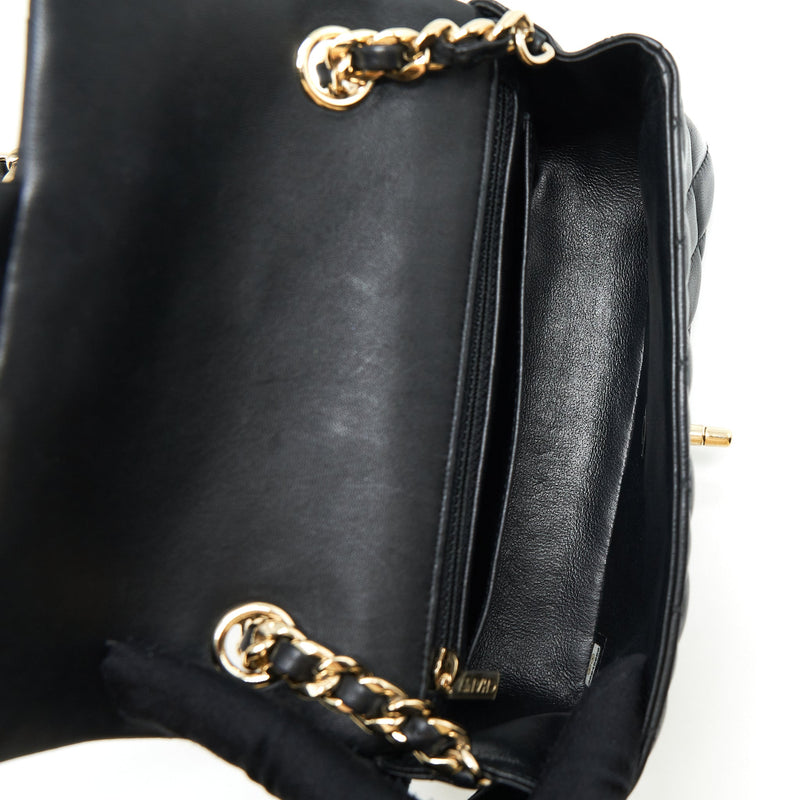 Chanel Mini Rectangular Flap Bag With Bag Charms Giant Chains Lambskin Black GHW