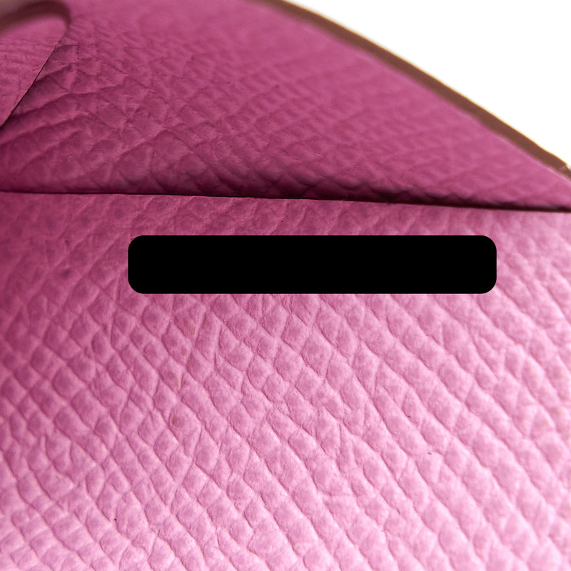 Hermes Calvi Duo Card Holder Epsom x9 Mauve Sylvestre SHW Stamp U