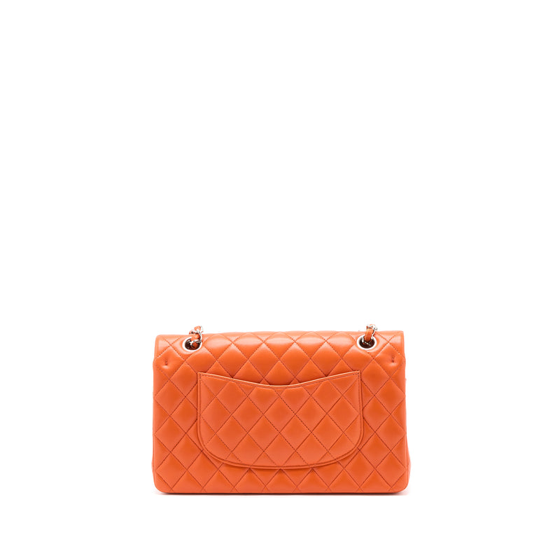 Chanel Medium Classic Double Flap Bag Lambskin Orange SHW