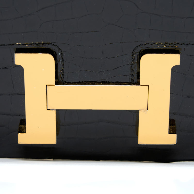 Hermes Constance 24 Shiny Alligator Leather Black GHW Stamp X
