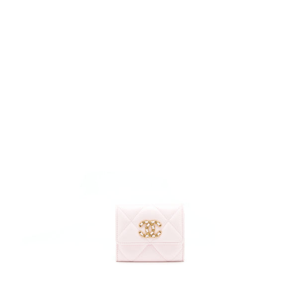 Chanel 19 Flap Cardholder Lambskin Light Pink GHW