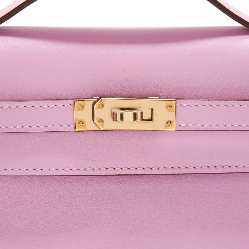 Hermes Kelly Pochette Swift X9 Mauve Sylvestre RGHW Stamp Z