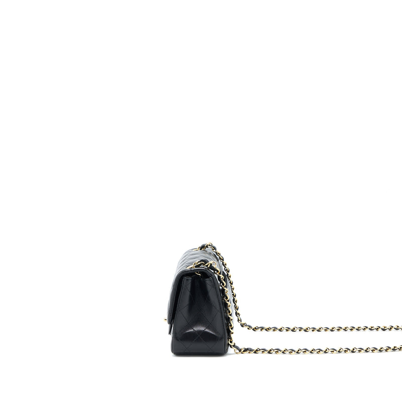 Chanel Classic Mini Square Flap Bag Lambskin Black LGHW (Microchip)