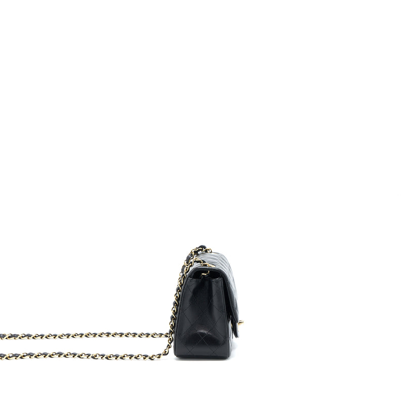 Chanel Classic Mini Square Flap Bag Lambskin Black LGHW (Microchip)