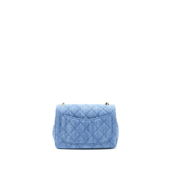 Chanel 22C Denim Pearl Crush Mini Square Flap Bag