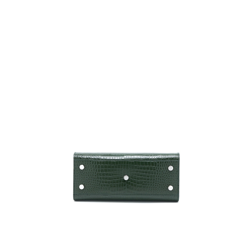 Saint Laurent Baby Sac De Jour Croc Embossed Dark Green SHW