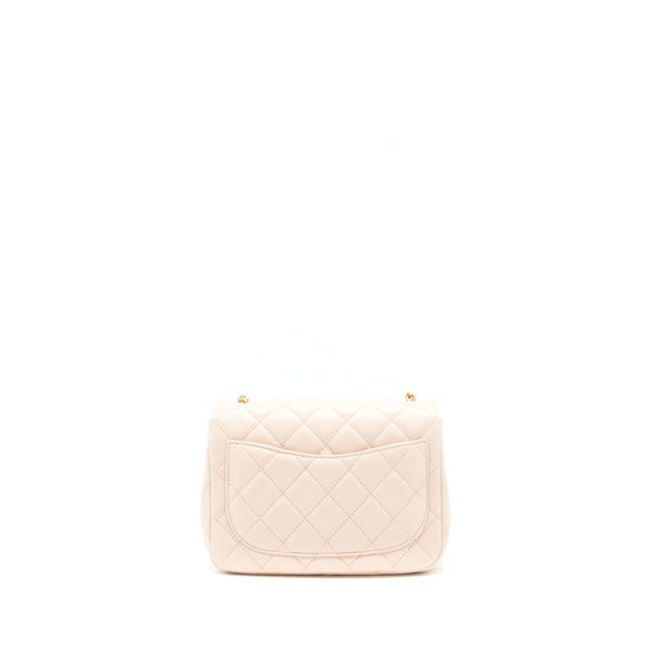 Chanel 22C Pearl Crush Mini Square Flap bag Lambskin Light Pink GHW