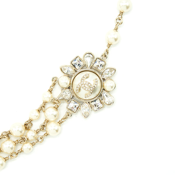 Chanel Pearl Waist Chain Belt 80cm Light Gold Tone