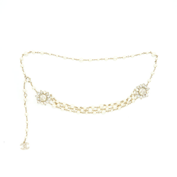 Chanel Pearl Waist Chain Belt 80cm Light Gold Tone