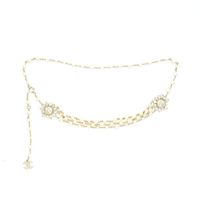 Chanel Pearl Waist Chain Belt 80cm Light Gold Tone