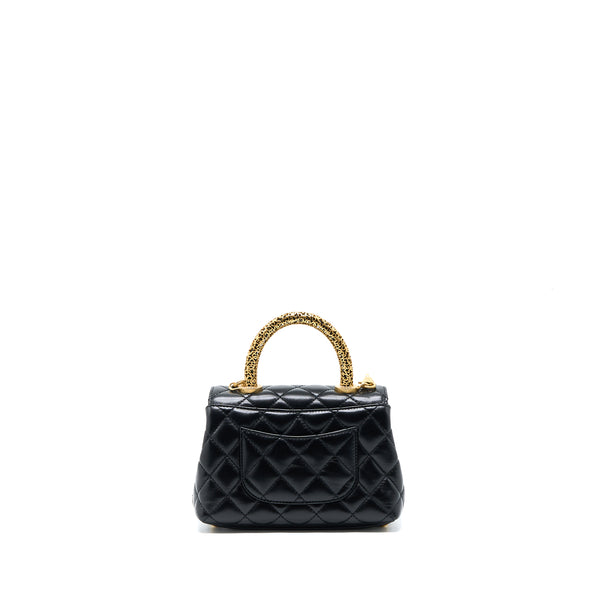 Chanel 22A Mini Coco Handle with Detailed Letter Handle Calfskin Black Brushed GHW (Microchip)
