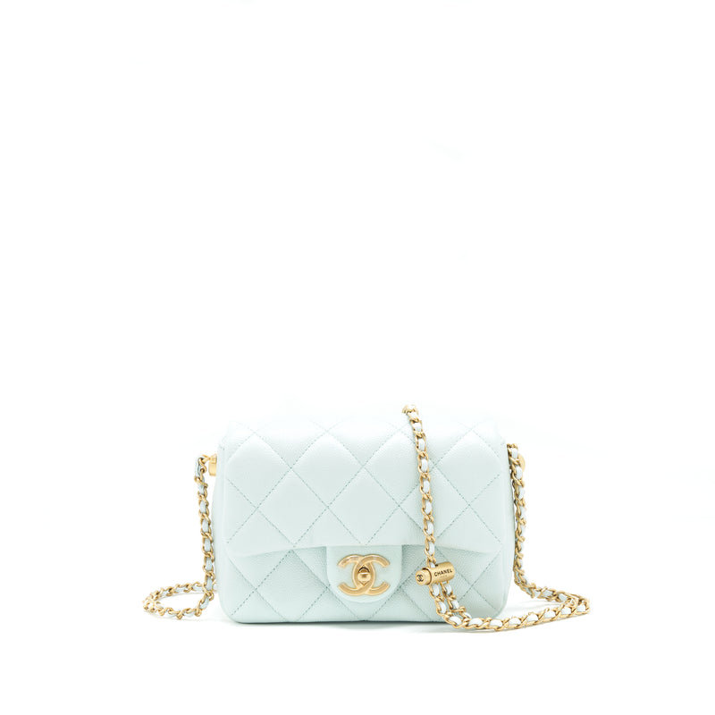 Chanel 21K My Perfect Mini Flap Bag Caviar Iridescent Pastel Green GHW